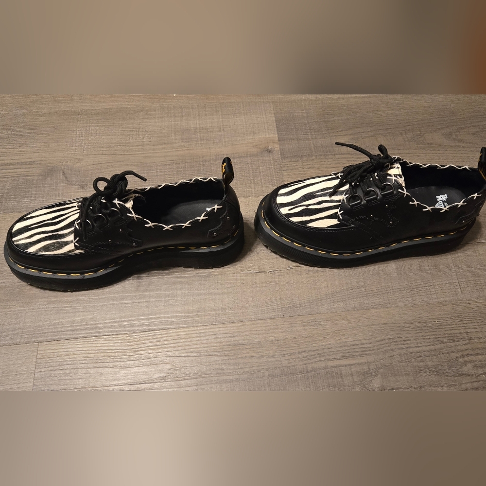 Ramsey 3-Eye Zebra Print & Leather Platform Creepers